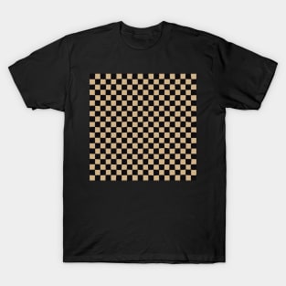 Wonky Checkerboard, Black and Tan T-Shirt